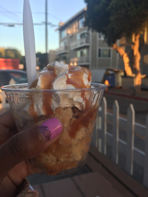 Super salty caramel bread pudding