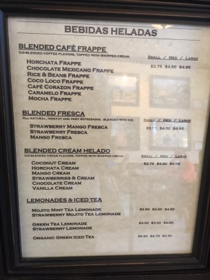 Only half of the drink menu